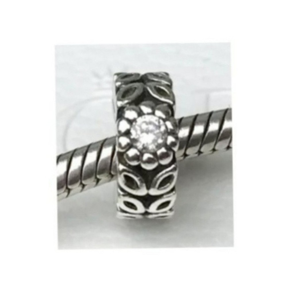 Pandora Forest Flower Cubic Zirconia Charm Bead 925 Sterling Silver 7919225CZ - Picture 2 of 9